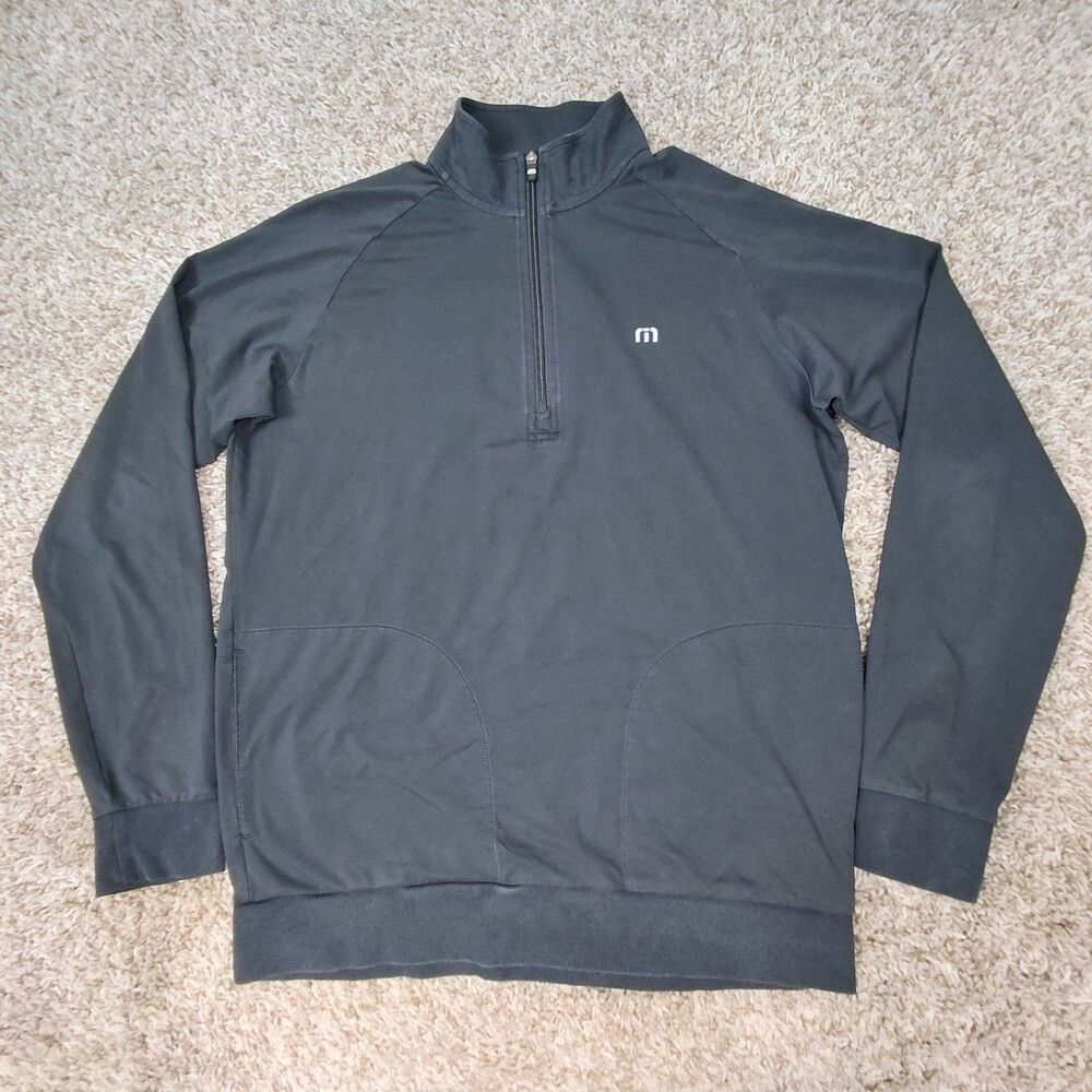 Travis Mathew 1/4 Zip Pullover Mens Medium Black Performance Stretch Golf